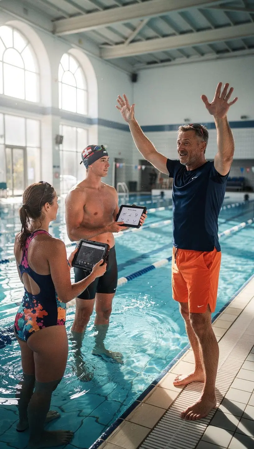 Ein Schwimmer trainiert die Technik des Schmetterlingschwimmens im Wasser.